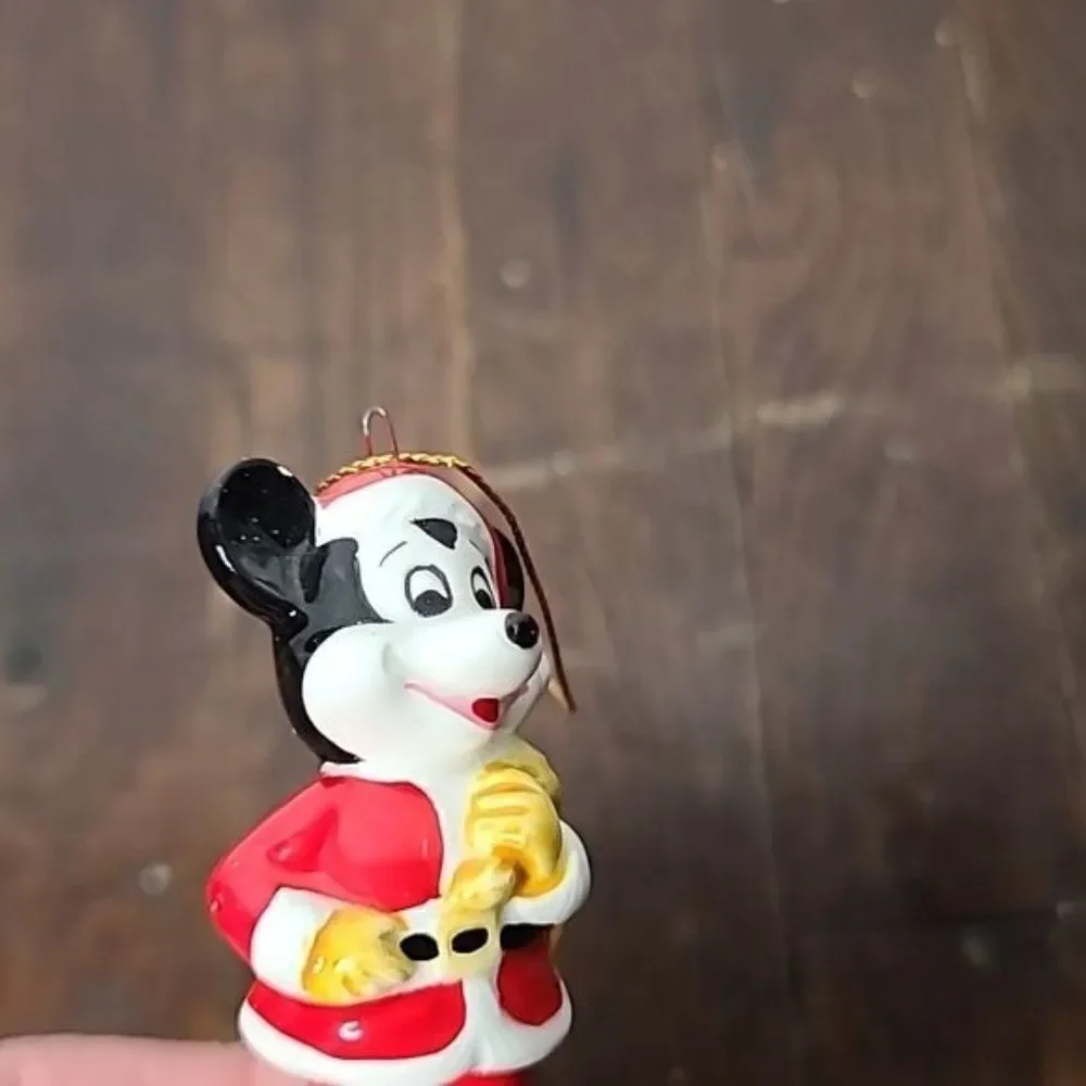 Vintage Disney Mickey Mouse Santa Hanging Christmas Tree Ornament Japan